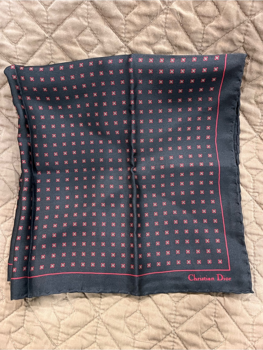 Vintage Christian Dior Silk Pocket Square / Mini Scarf/purse tie